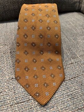 Royal Classic Men's Gold Brown Geometric Silk Tie